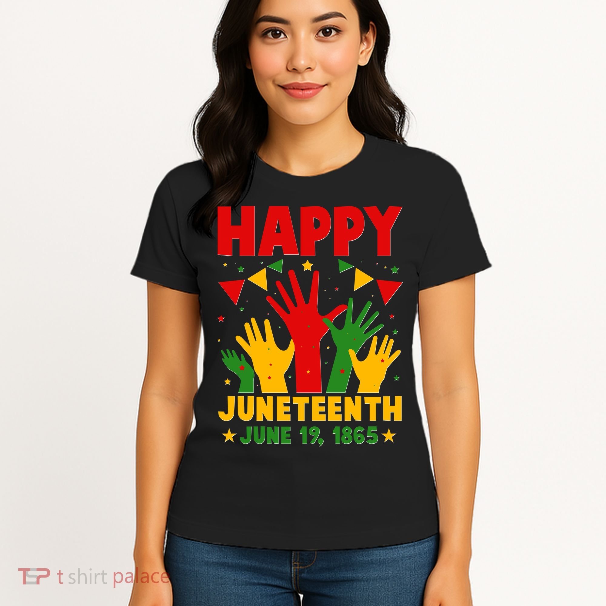 Happy Juneteenth June 19 1865 Celebration Raised Hands Women's T-Shirt