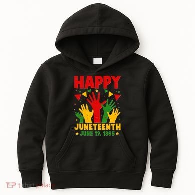 Happy Juneteenth June 19 1865 Celebration Raised Hands Kids Hoodie