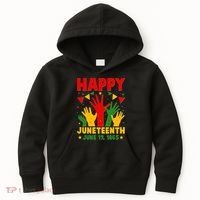 Happy Juneteenth June 19 1865 Celebration Raised Hands Kids Hoodie thumb 0