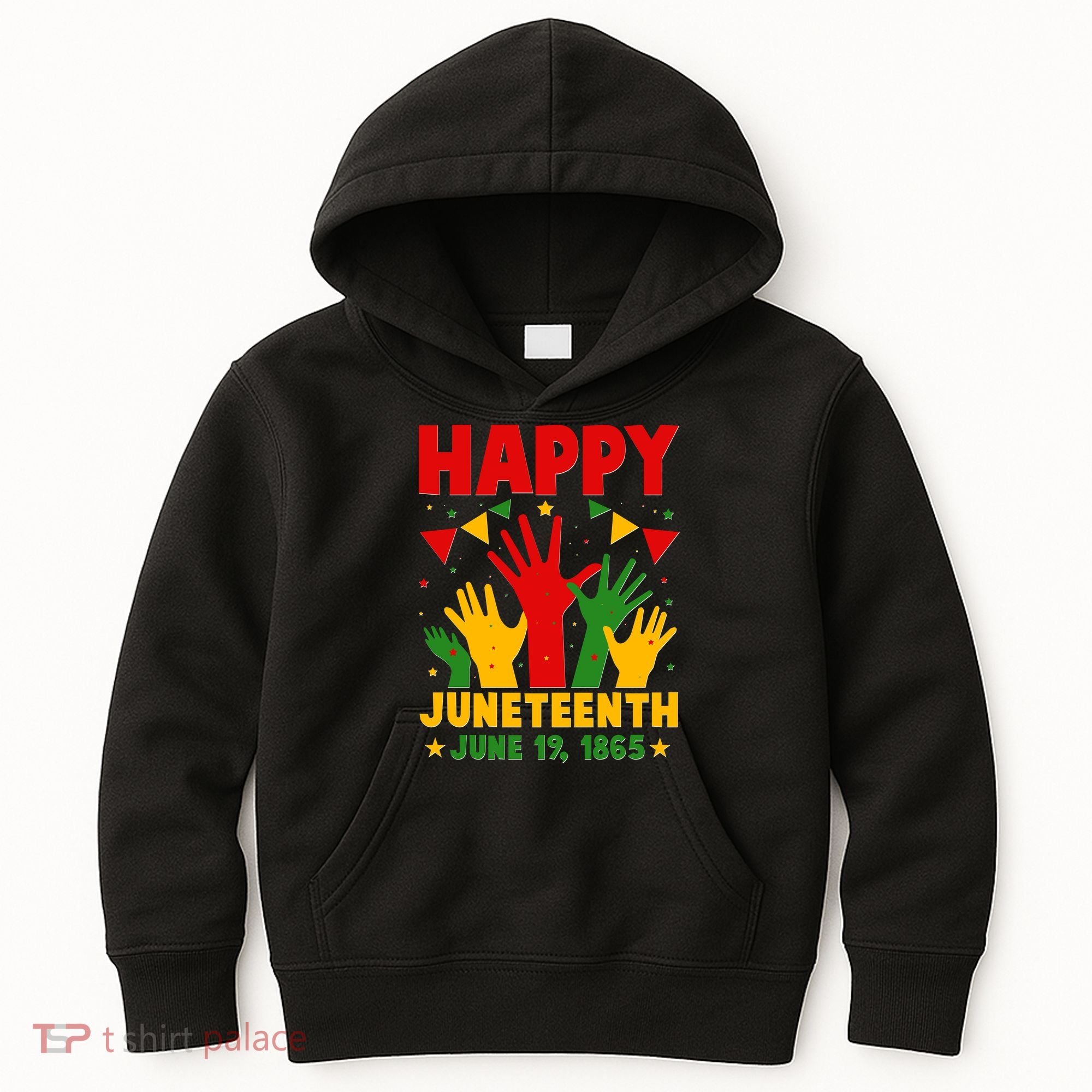 Happy Juneteenth June 19 1865 Celebration Raised Hands Kids Hoodie