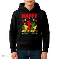 Happy Juneteenth June 19 1865 Celebration Raised Hands Kids Hoodie thumb 4