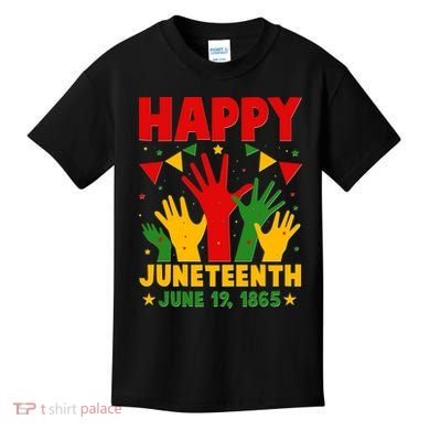 Happy Juneteenth June 19 1865 Celebration Raised Hands Kids T-Shirt