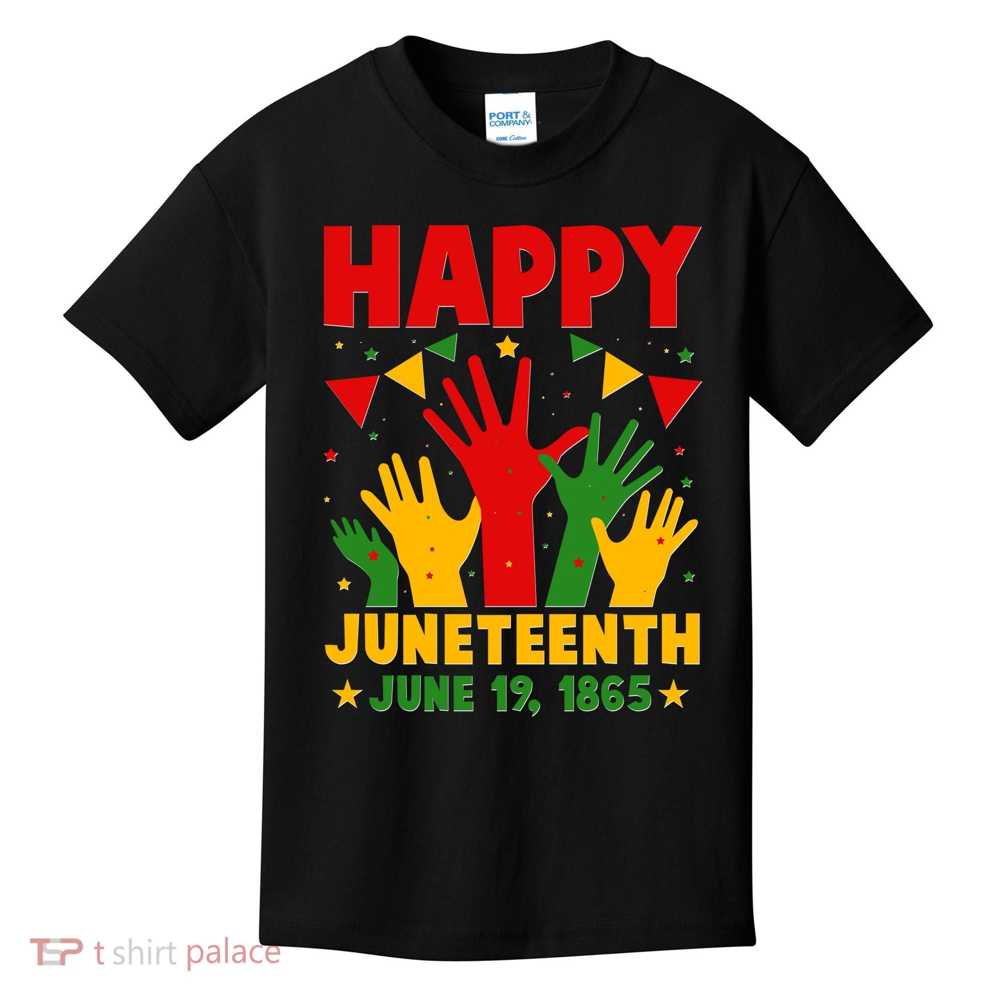 Happy Juneteenth June 19 1865 Celebration Raised Hands Kids T-Shirt