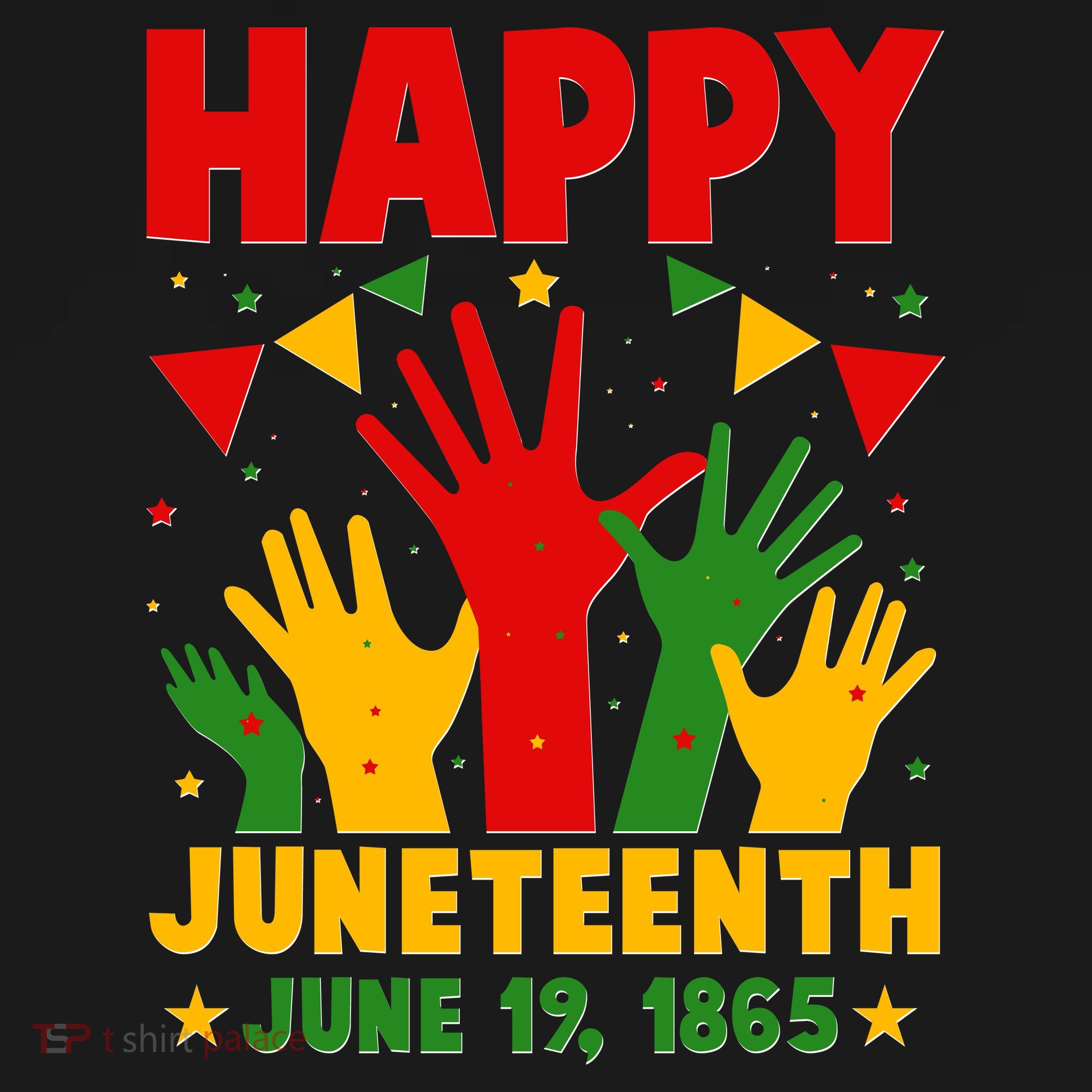 Happy Juneteenth June 19 1865 Celebration Raised Hands Kids T-Shirt