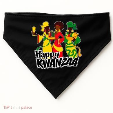 Happy Kwanzaa Celebration  USA-Made Doggie Bandana