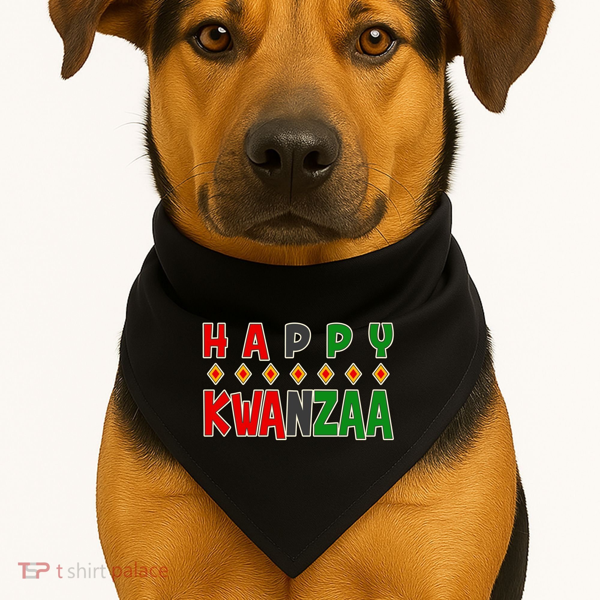Happy Kwanzaa Holiday USA-Made Doggie Bandana