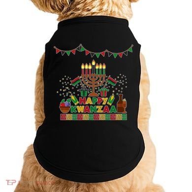 Happy Kwanzaa Traditional Colors Kinara Candles Doggie Tank