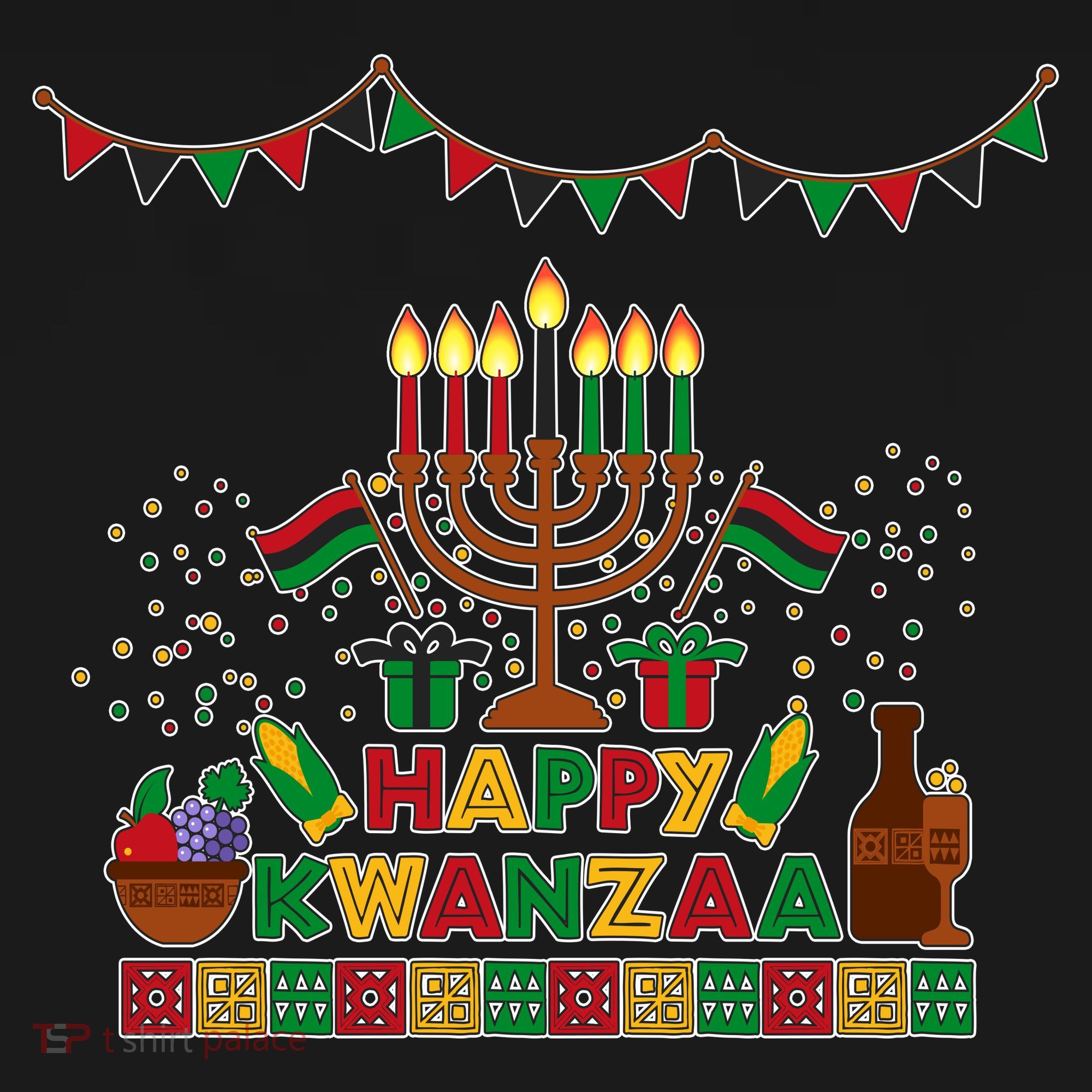 Happy Kwanzaa Traditional Colors Kinara Candles T-Shirt