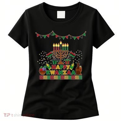 Happy Kwanzaa Traditional Colors Kinara Candles Women's T-Shirt