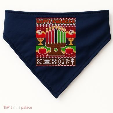 Happy Kwanzaa Ugly Sweater USA-Made Doggie Bandana