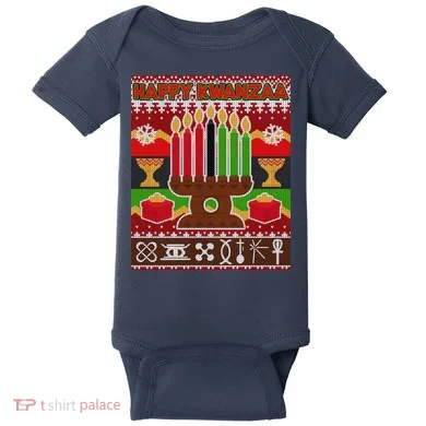 Happy Kwanzaa Ugly Sweater Baby Bodysuit