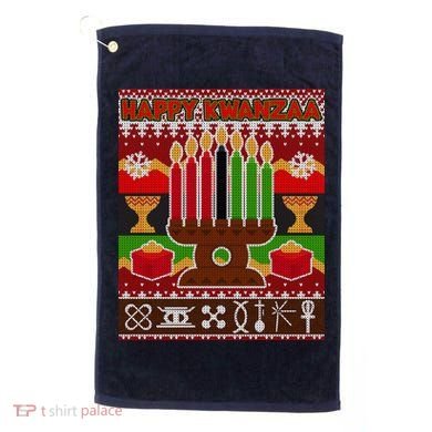 Happy Kwanzaa Ugly Sweater Golf Towel