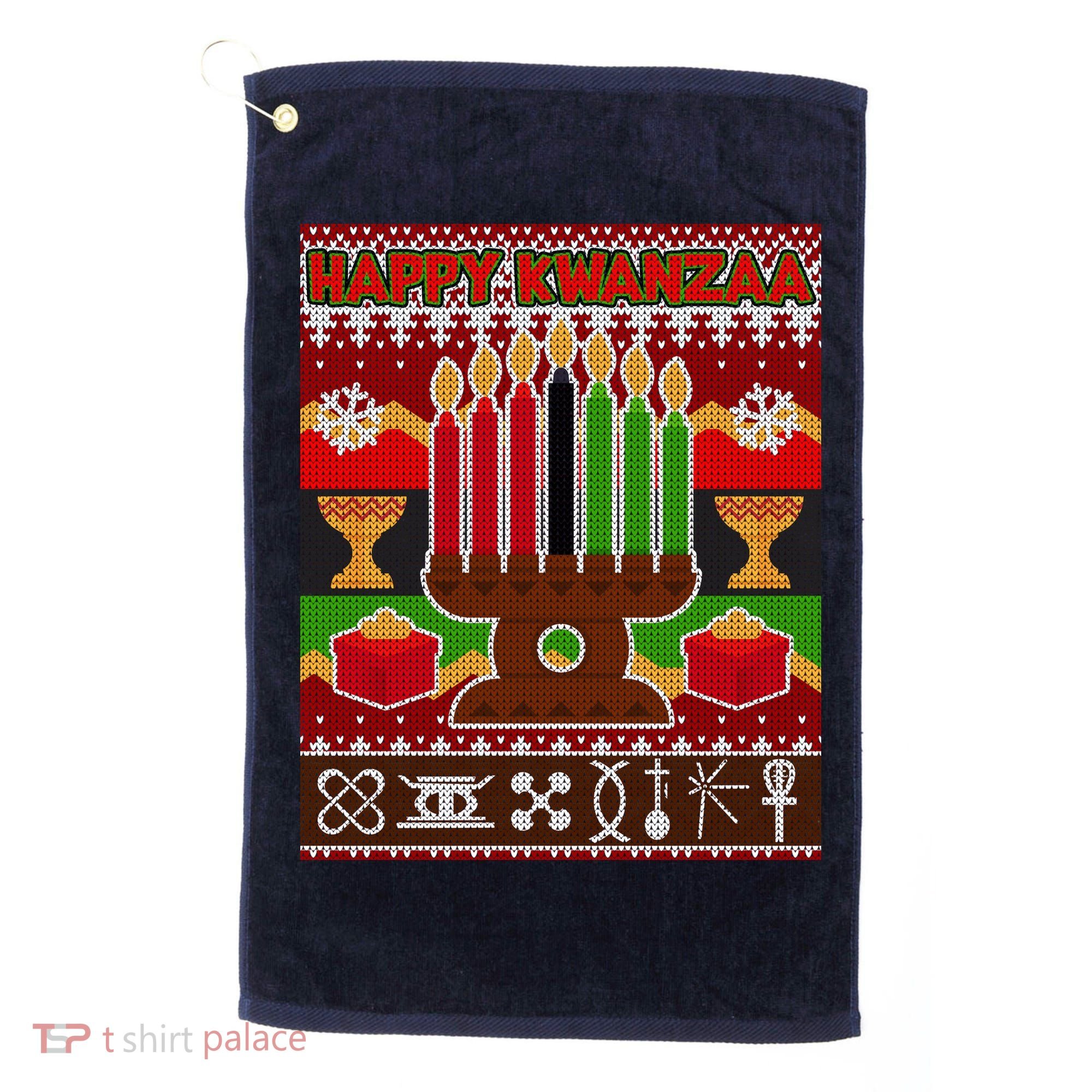 Happy Kwanzaa Ugly Sweater Golf Towel