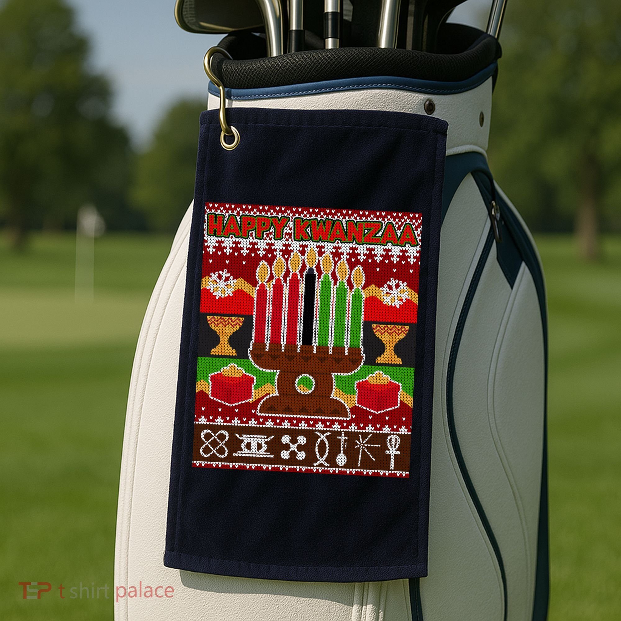 Happy Kwanzaa Ugly Sweater Golf Towel