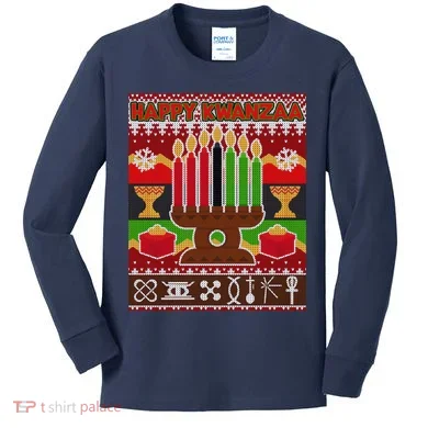 Happy Kwanzaa Ugly Sweater Kids Long Sleeve Shirt