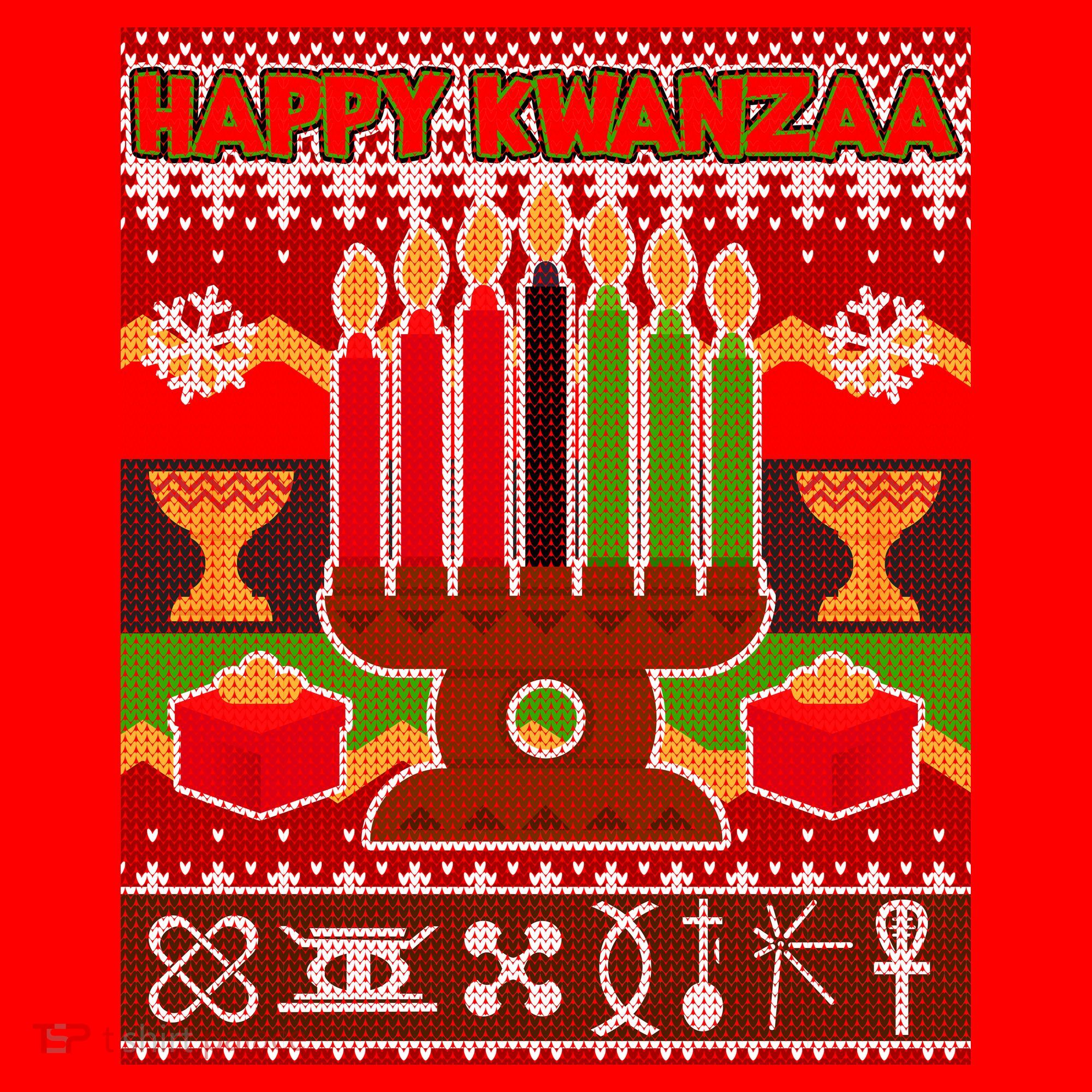 Happy Kwanzaa Ugly Sweater Santa Hat