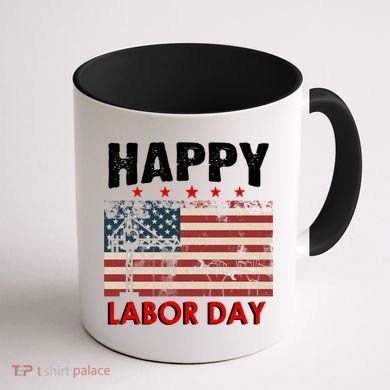 Happy Labor Day American Workers Flag Coffee Mug back