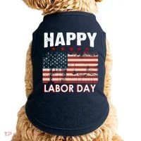 Happy Labor Day American Workers Flag Doggie Tank thumb 0