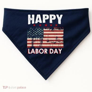 Happy Labor Day American Workers Flag USA-Made Doggie Bandana
