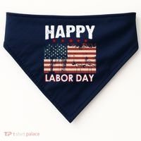 Happy Labor Day American Workers Flag USA-Made Doggie Bandana thumb 0
