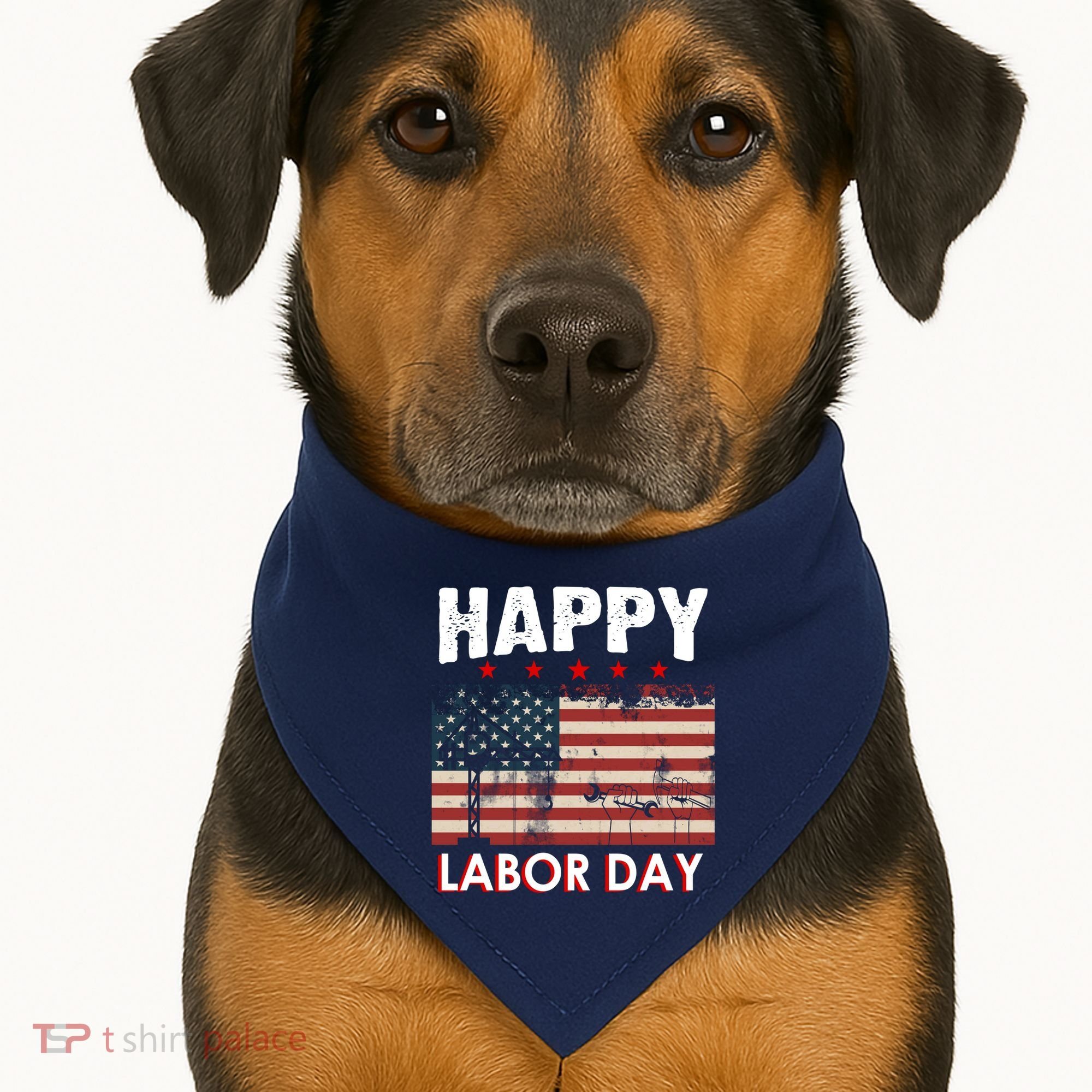 Happy Labor Day American Workers Flag USA-Made Doggie Bandana