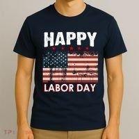 Happy Labor Day American Workers Flag T-Shirt thumb 3