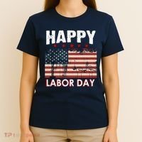 Happy Labor Day American Workers Flag T-Shirt thumb 4