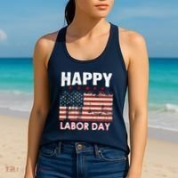 Happy Labor Day American Workers Flag Women's Tank Top thumb 2