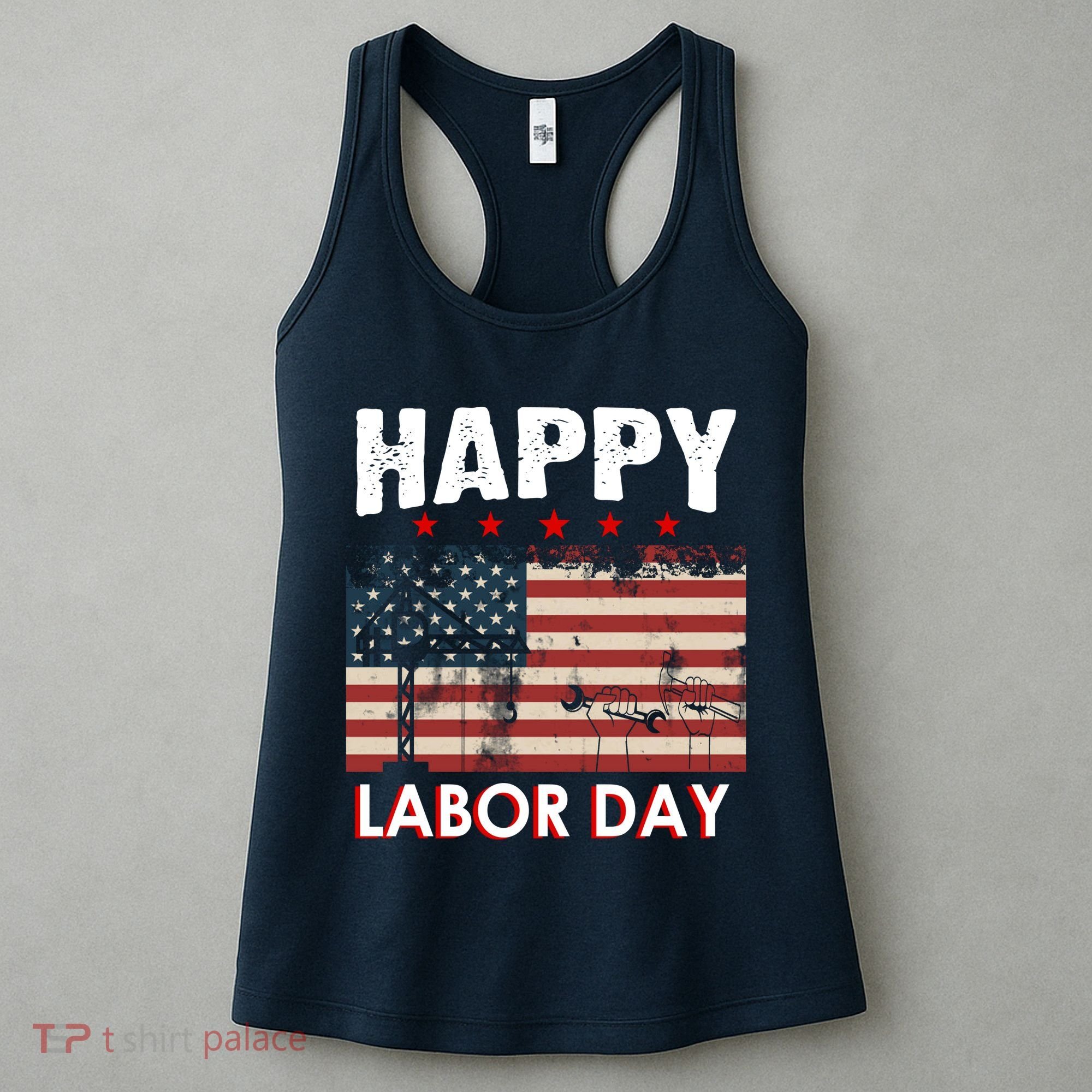 Happy Labor Day American Workers Flag Women's Tank Top