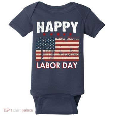 Happy Labor Day American Workers Flag Baby Bodysuit