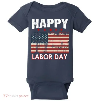 Happy Labor Day American Workers Flag Baby Bodysuit