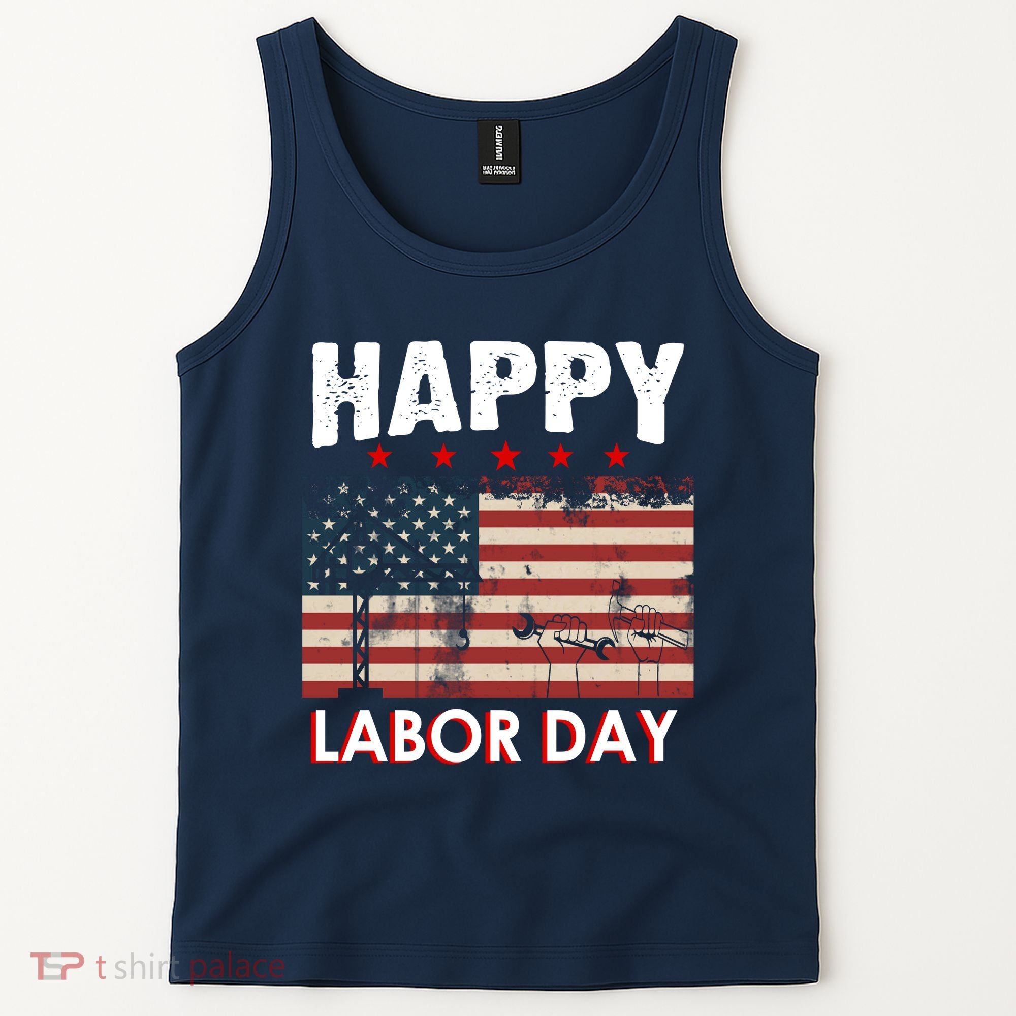 Happy Labor Day American Workers Flag Tank Top