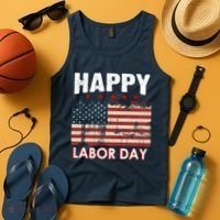 Happy Labor Day American Workers Flag Tank Top thumb 4