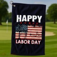 Happy Labor Day American Workers Flag Golf Towel thumb 1