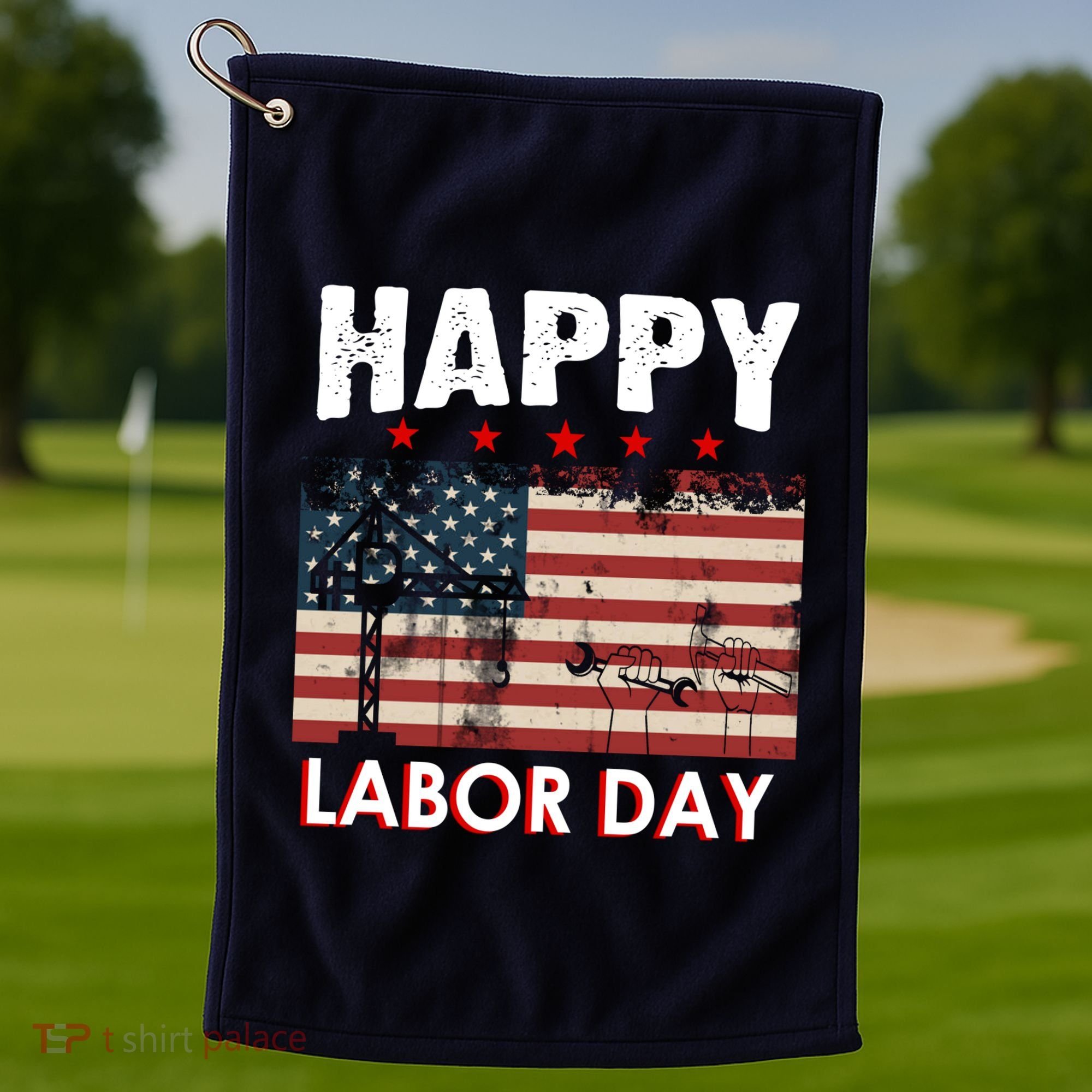 Happy Labor Day American Workers Flag Golf Towel