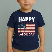 Happy Labor Day American Workers Flag Toddler T-Shirt thumb 2