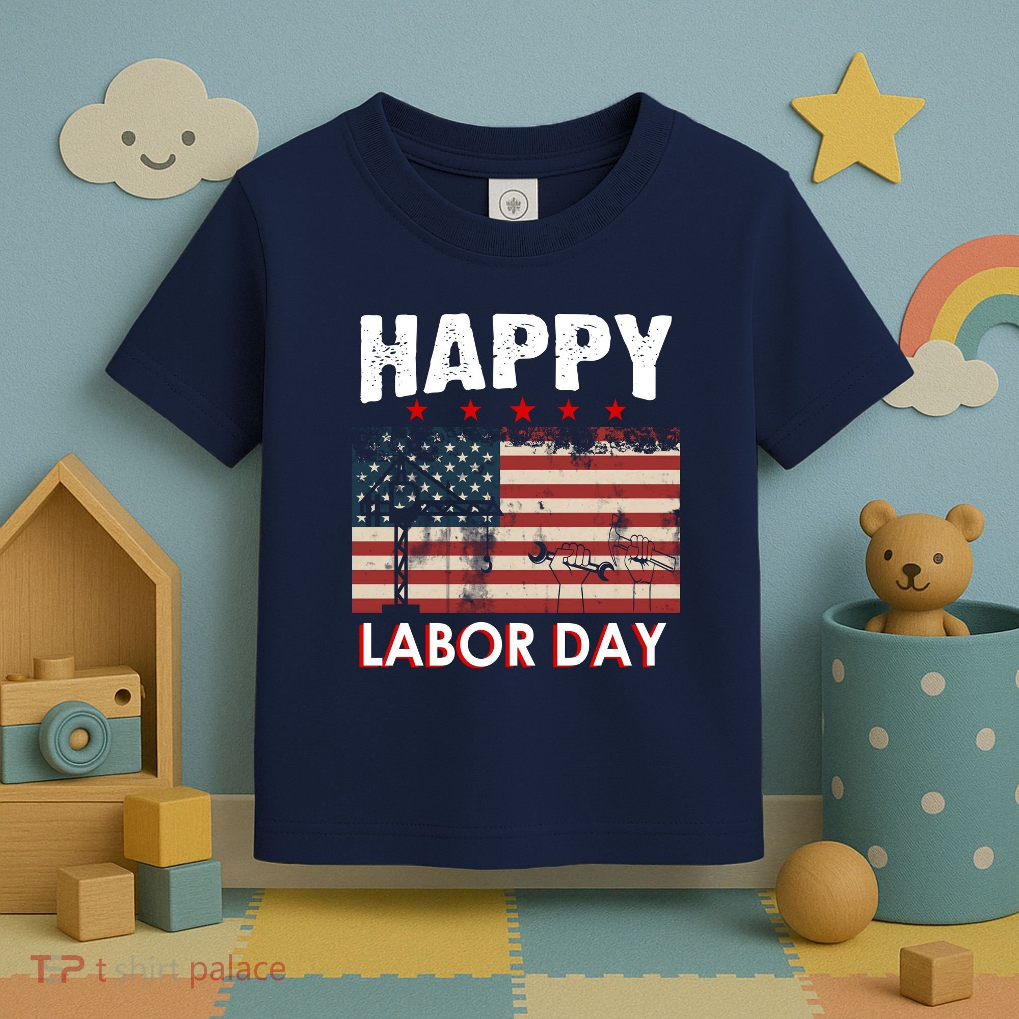 Happy Labor Day American Workers Flag Toddler T-Shirt