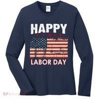 Happy Labor Day American Workers Flag Women's Long Sleeve Shirt thumb 0