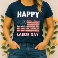 Happy Labor Day American Workers Flag Women's T-Shirt thumb 2