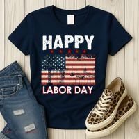 Happy Labor Day American Workers Flag Women's T-Shirt thumb 3
