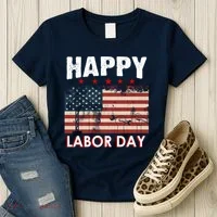 Happy Labor Day American Workers Flag Women's T-Shirt thumb 3