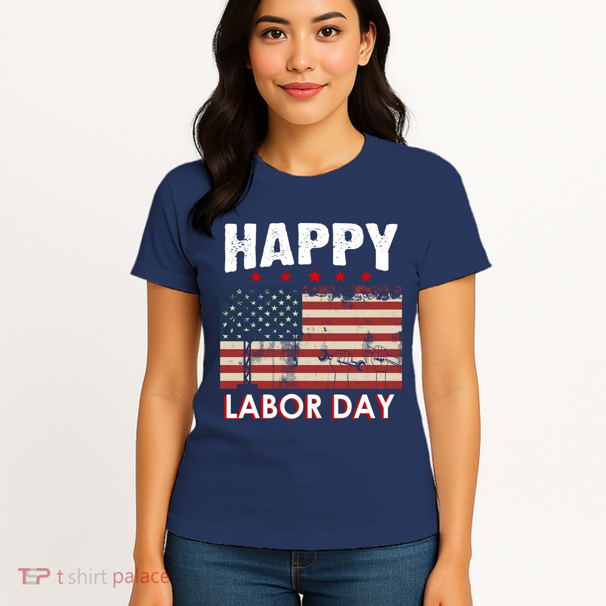 Happy Labor Day American Workers Flag Women's T-Shirt