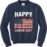Happy Labor Day American Workers Flag Kids Sweatshirt thumb 0