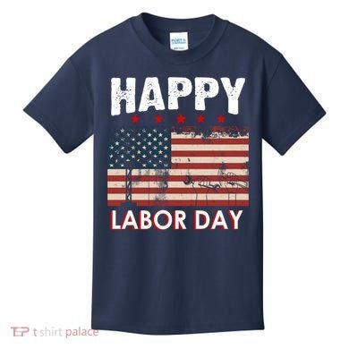 Happy Labor Day American Workers Flag Kids T-Shirt