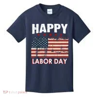 Happy Labor Day American Workers Flag Kids T-Shirt thumb 0