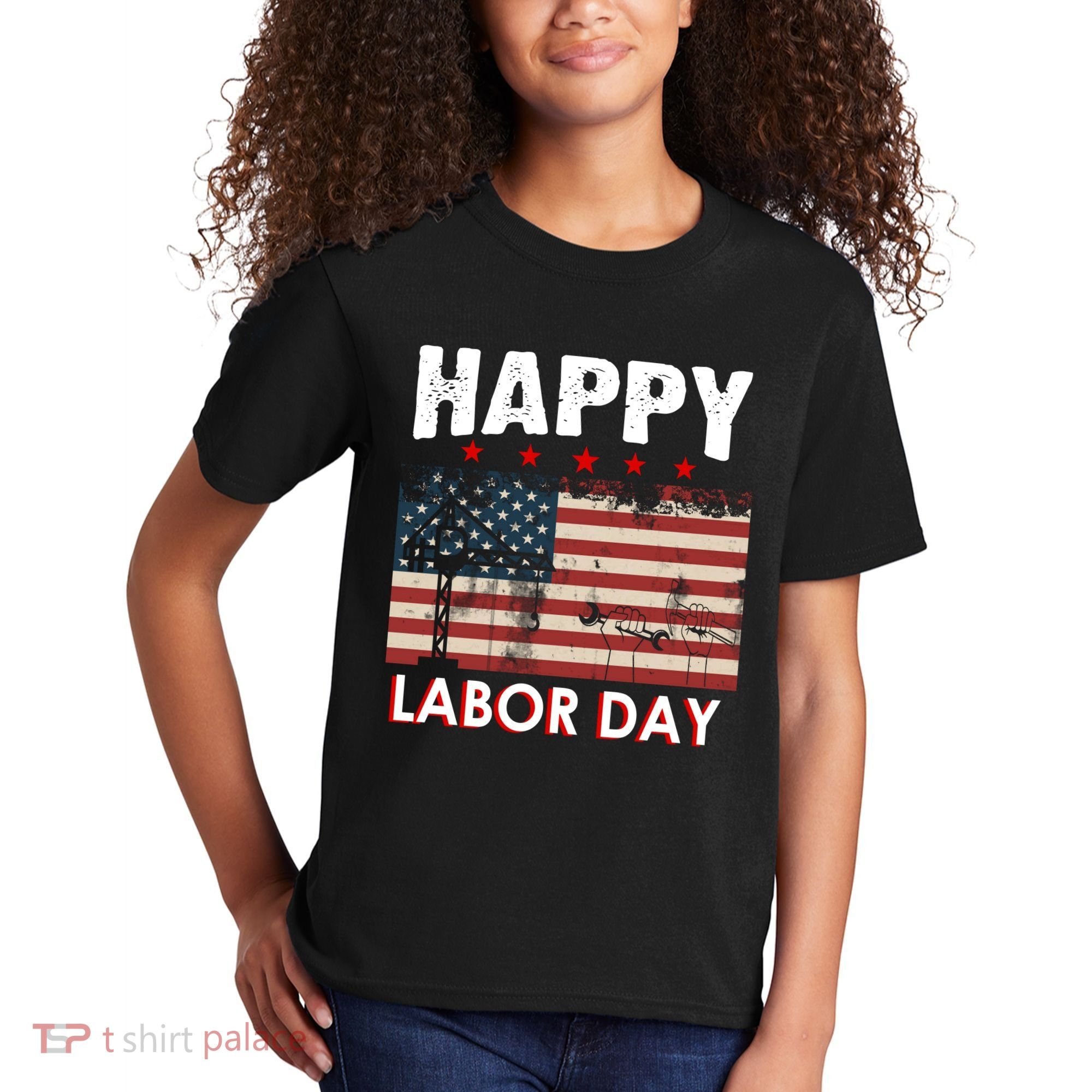 Happy Labor Day American Workers Flag Kids T-Shirt