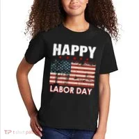 Happy Labor Day American Workers Flag Kids T-Shirt thumb 2