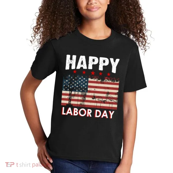 Happy Labor Day American Workers Flag Kids T-Shirt
