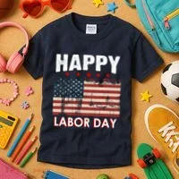 Happy Labor Day American Workers Flag Kids T-Shirt thumb 3