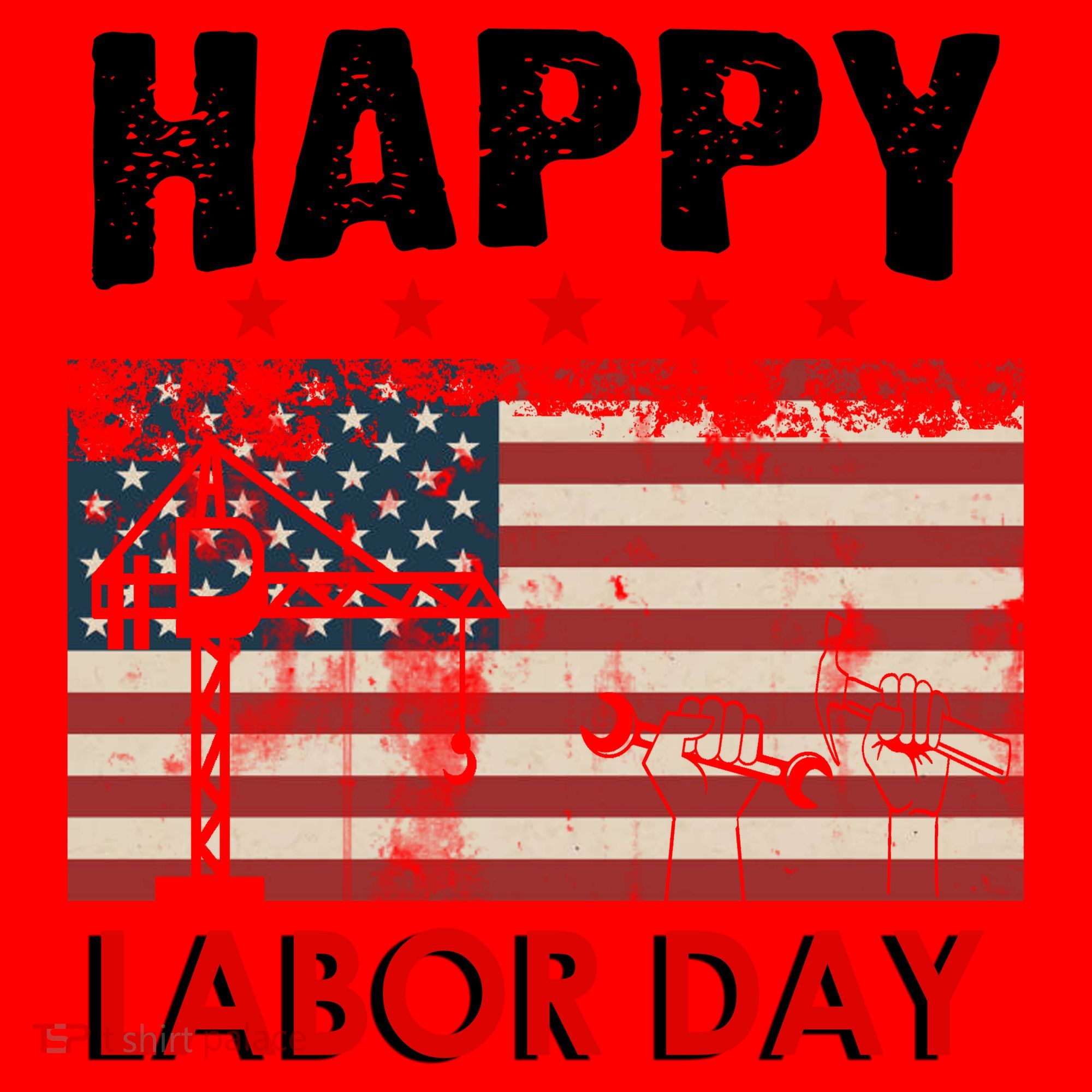 Happy Labor Day American Workers Flag Santa Hat